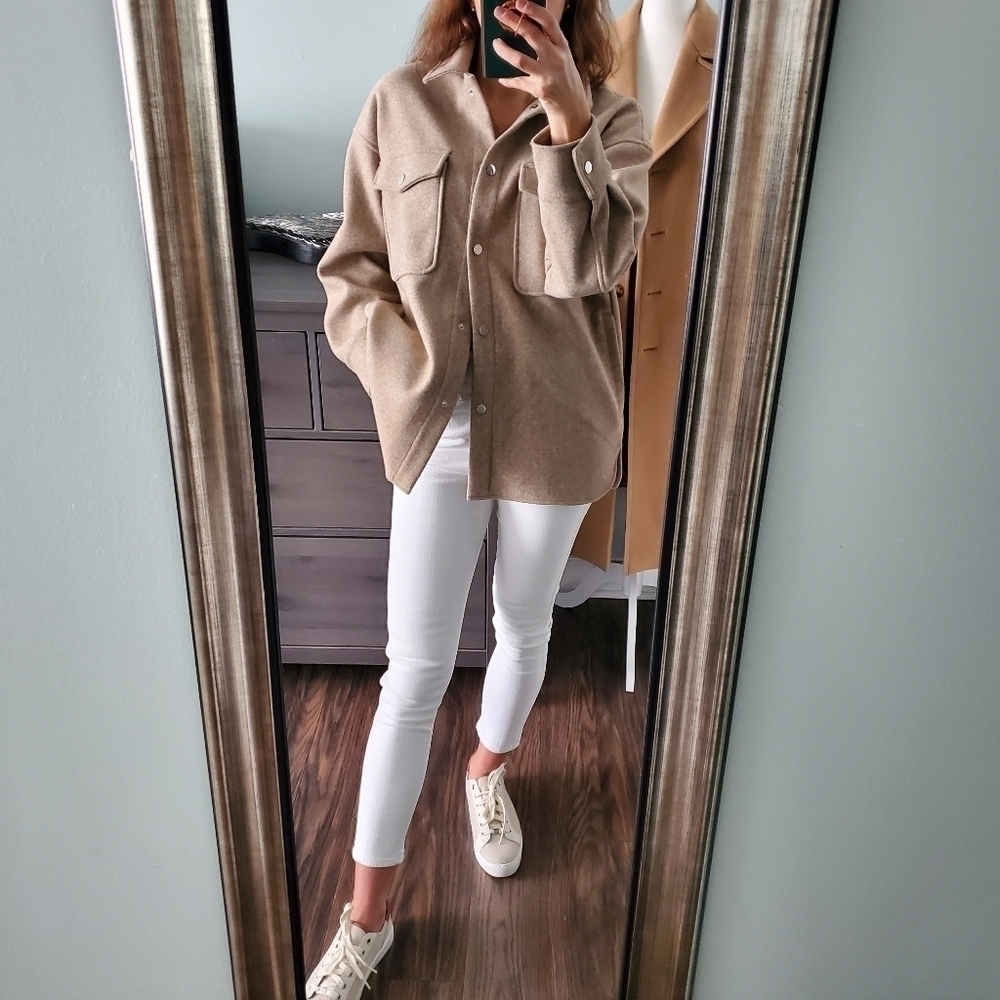 Zara Beige Overcoat Jacket